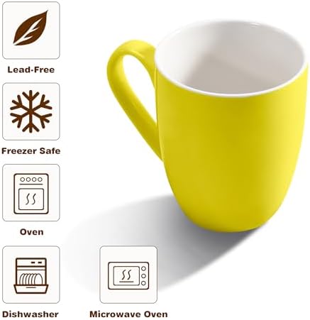 Urbanstrive 16 oz Large Coffee Mug with Handle Tea Cup Novelty Coffee Cup Idea Gift for Men Women Office Work (Yellow) - Image 3