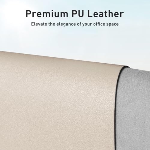 Aothia Large PU Leather Desk Pad Protector – Non-Slip Mouse Pad & Writing Mat for Office/Home, Waterproof, Easy to Clean (36" x 17", Eggshell) - Image 2
