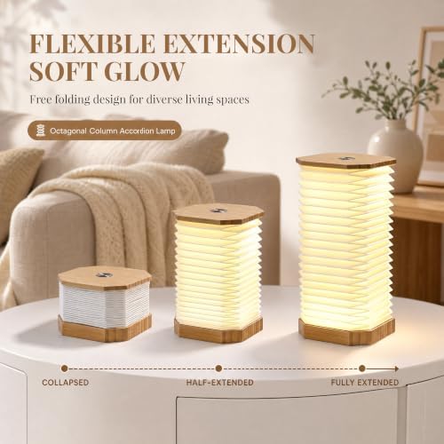 Vertical Accordion Bedside Table Lamp,Japanese Gifts Paper Lights - Image 4