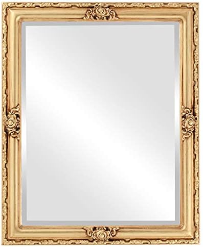 OVALCREST Rectangle Beveled Wall Mirror for Home Decor - Jefferson Style - Gloss Black - 20x26 Outside Dimensions