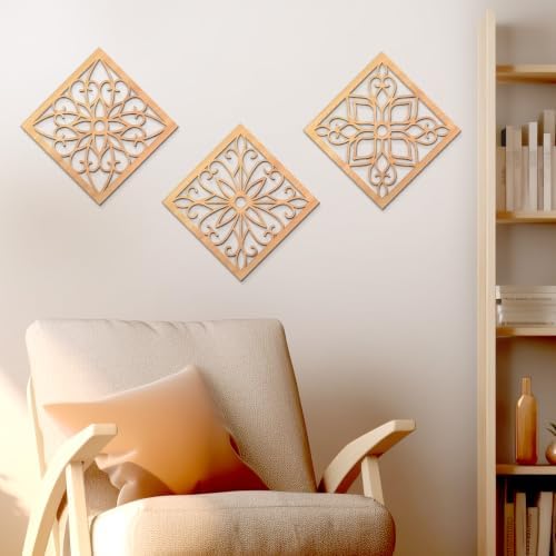 KOYILTD 4 Pcs Thicken Wooden Wall Art Rustic Farmhouse Flower Wall Art - Image 7
