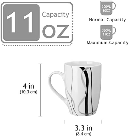 VEWEET Coffee Mugs Set of 6, 11 OZ White Ceramic Mugs, Fiona - Image 3