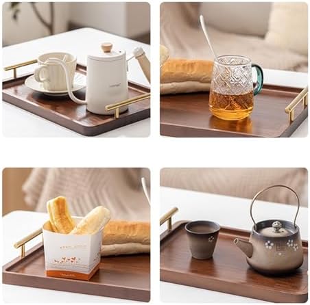 Bamboo Serving Tray with Gold Handles, Large - Image 6