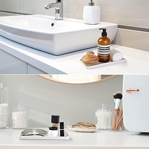 Gurygo 2 Pack 8"/10" Bathroom Trays, Ceramic Vanity Trays for Bathroom, Small Ceramic Tray, Kitchen Soap Tray for Kitchen Counter (White,Set/2) - Image 4