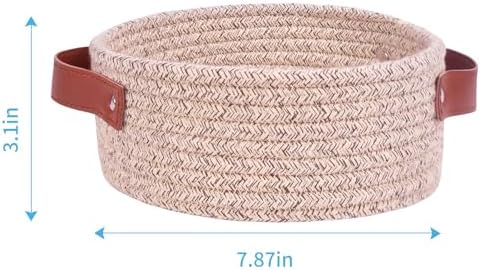 ABenkle Small Storage Basket, Mini Cotton Rope Storage Bin, Cute Tiny Shelf Baskets, Boho Decorative Toy Organizer for Nursery, Spa, Empty Gift Basket - XS, Mixed Brown - Image 2