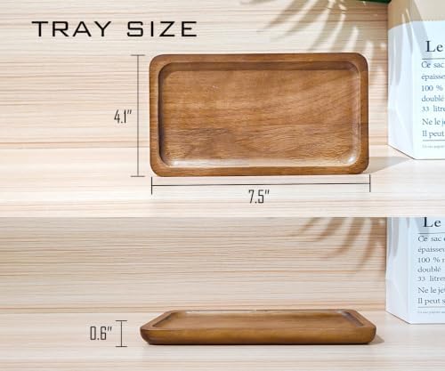 Small Wooden Mini Tray (7.5 x 4.1 inch), Rectangular Serving Tray - Image 6