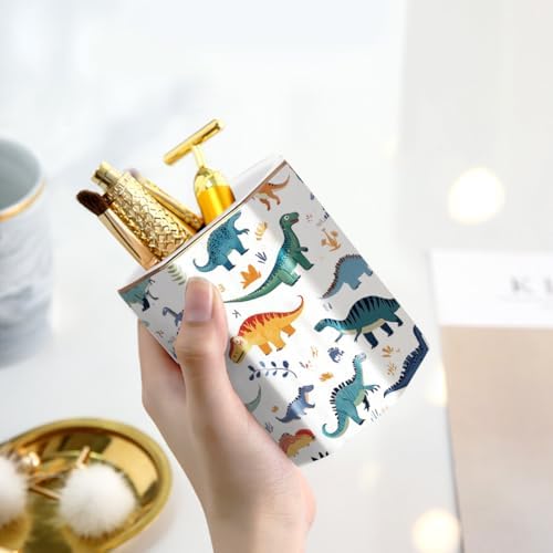 Cute Pen Holder, Pencil Cup for Desk, Desk Organizer, Durable Ceramic Decorative Makeup Brush Desktop Accessories, Stylish Stationery for Office, Home, Cute Dinosaur Pattern - Image 3