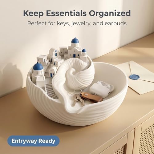 Santorinistyle Catchall Bowl, 3D Printed Greek Island Organizer for Keys, Blue Dome Building Conch Catchall Bowl, Architecture Style Decorative Shell Tray for Keys Coins & Jewelry(2pcs) - Image 3