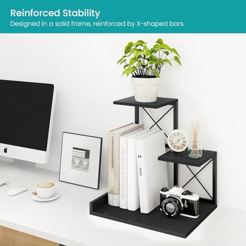ELITEROO Wood Desktop Shelf, 3 Tier Desk Shelves Small Bookshelf Organizer, Office Storage Rack and Cubicle Organizers Accessories for Dorm Office Home Decor, Black - Image 6