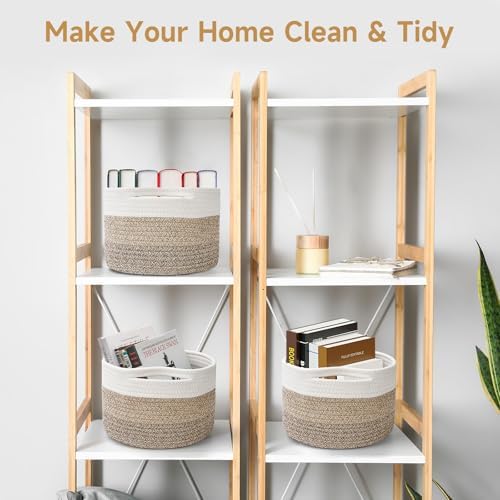 3 Pack Small Rope Storage Baskets, 9.82×9.82×7.1", Mixed Brown - Image 5