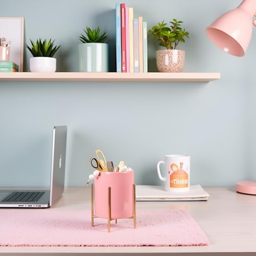 Ceramic Pen Holder Stand Cup Pencil Holder Organizer Makeup Brush Holders for Home Office Desk (Pink) - Image 4