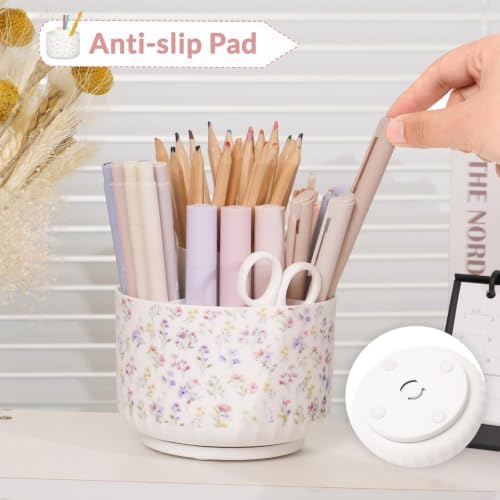 SKYDUE Rotating Pencil Pen Holder for Desk, Pencil Cup with 5 Slots - Image 3