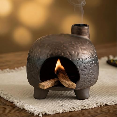 Handmade Ceramic Palo Santo Holder - Mini Chimenea Incense Burner by Unknown