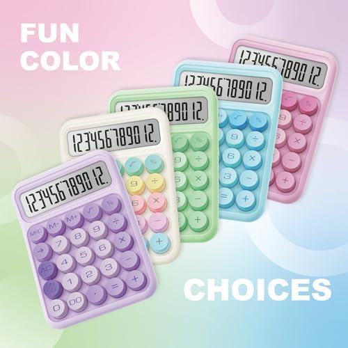 CATIGA Mechanical Switch Calculator, Purple Calculator with 12 Digit Large LCD Display & Big Buttons for Office Desk, Classroom Math, Back to School Supplies, Cute Aesthetic Desk Accessories - Image 7