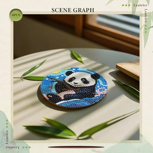 Leatrice 6PCS Diamond Art Coasters Small Diamond Painting Kits for Adults - Image 4