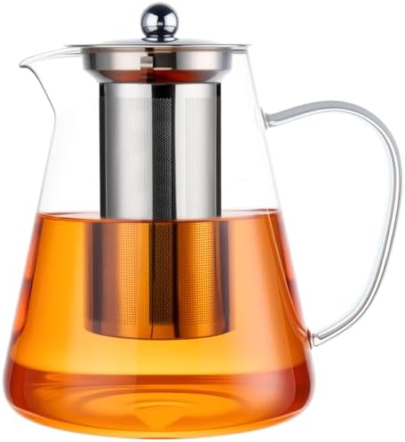 Baalaka Teapot with Infuser, 44 oz Borosilicate Glass Kettle, Stovetop by Baalaka