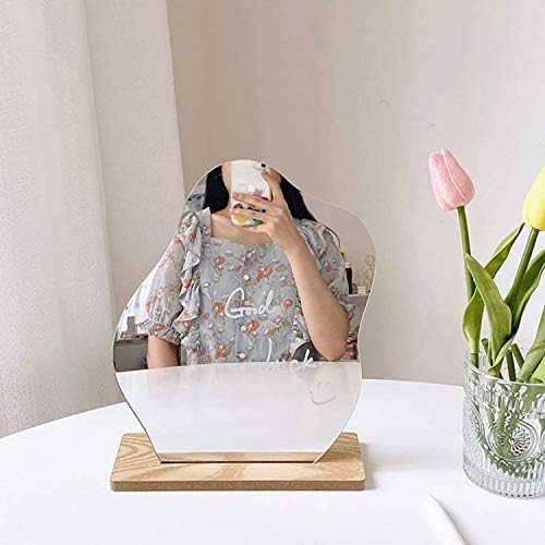 Acrylic Makeup Mirror for Desk with Stand Aesthetic Desk Decor Vanity Mirror Frameless Table top for Bedroom,Living Room and Minimal Spaces Room Decor (Baby Fat) - Image 2