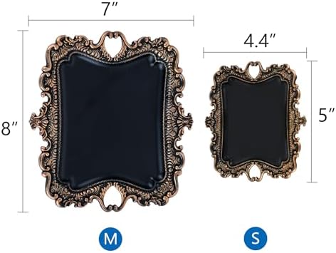 Funly mee 8 x 7 inches Antique Trinket Dish Vintage Jewelry Tray, Ring Holder (Black & Gold, M) - Image 2