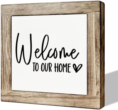 Welcome Sign, Wooden Box Signs for Home Decor, Farmhouse Decor for Entryway, Front Door Decors, Porch Decors, Housewarming Tabletop sign, Welcome To Our Home (C4) by MLTEye