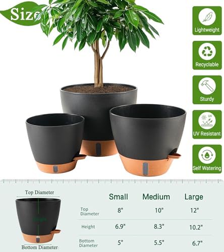 8/10/12 Inch Self Watering Pots for Indoor Outdoor Plants - Image 3