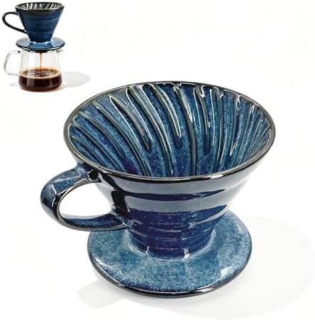 Pour Over Coffee Maker & Ceramic Dripper, 1-4 Cup Porcelain V60 Filter Cone by Unknown