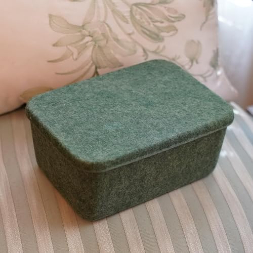 Welaxy Felt deep Storage Bins lidded Drawer Organizer Caddy Forest Green - Image 3