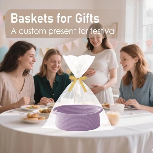 JMvicyroam Small Woven Basket, Empty Gift Basket, Purple/1 Pack - Image 4