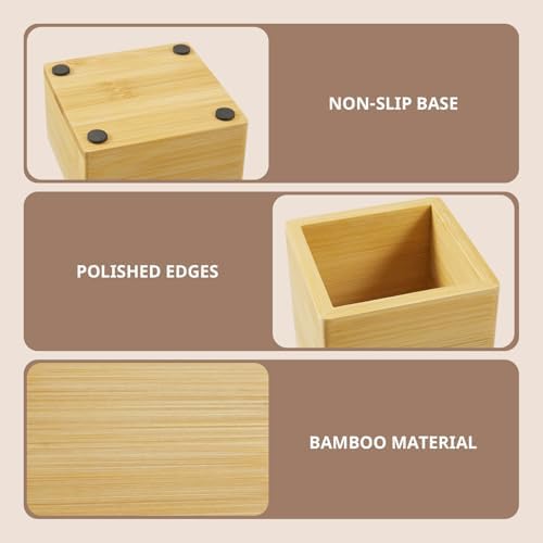 Desk Organizer Set of 3 - Bamboo Office Desk Accessories - Desk Organizers and Accessories for Women Men - Set incl. Pencil Pen Holder, Paperclip Storage and Sticky Note Holder - Image 7