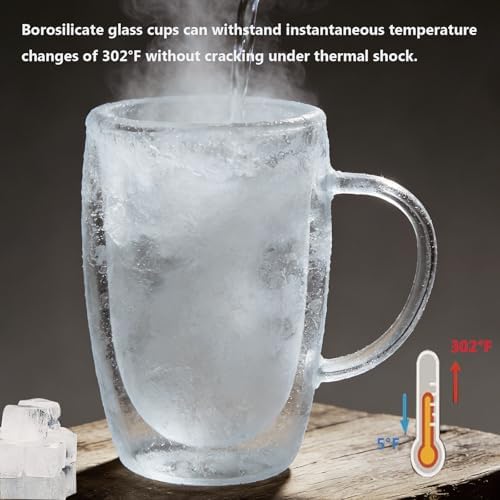 DINGPAI 15 oz Double Walled Glass Coffee Mugs, Large Coffee Mug with Handle - Image 6