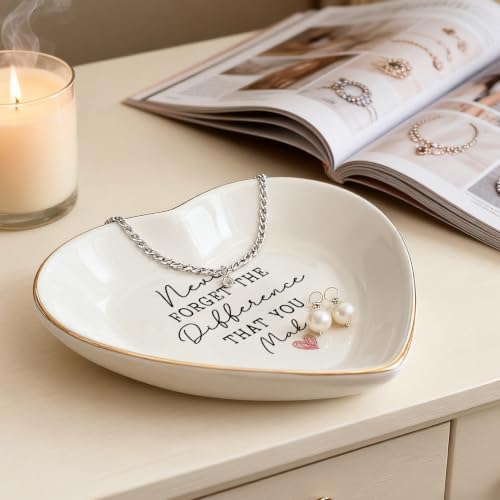 Heart Shaped Ceramic Jewelry Dish for Women, Inspirational Trinket Tray, Ring Holder, Vanity Decorative Plate for Mom, Sister, Friendship Gift - Image 5