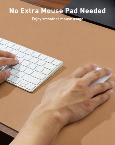 Aothia Faux Leather Desk Mat Mouse Pad, 63" x 24", Khaki - Image 3