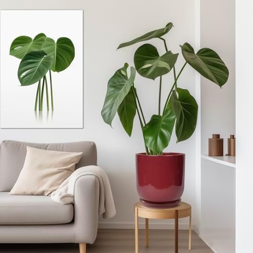 Ceramic Pots for Plants - 12 Inch Plant Pot Indoor with Drainage Hole and Saucer Large Planter Outdoor Flower Pot for Home Patio Office Decor Red - Image 5