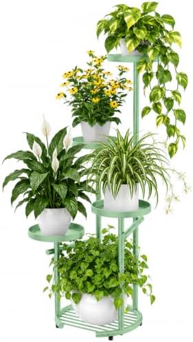 TOSKING Tall 5-Tier Round Corner Plant Stand Indoor, Anti-Tip, Sage Green by TOSKINGESSENCE