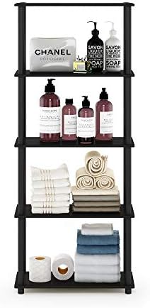 Furinno TURN-N-TUBE Storage Shelves, 5-Tier Book Shelf, Corner Shelf, Toolless Open Shelves, for Organization and Storage, Living Room, Garage, Home Office, Espresso - Image 4