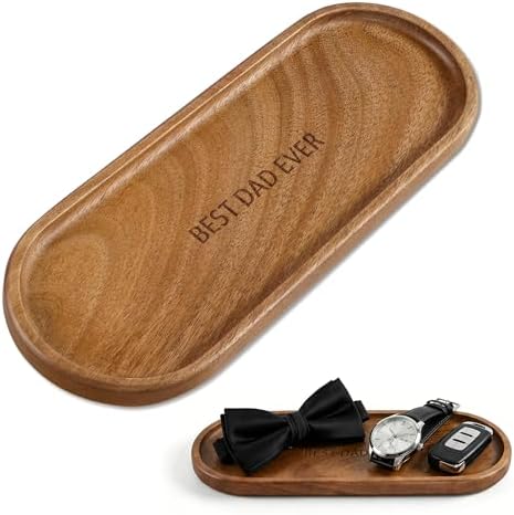 Small Wooden Tray | Acacia Wood Serving Tray for Father Vanity Tray for Men by Unknown