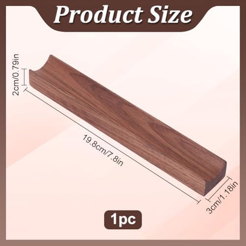 PLIGREAT Single Walnut Wood Pen Tray Wooden Desk Pencil Organizer Holder Minimalist Single Pen Rest for Office Stationery Desk Decor Retro Home Bedroom Decoration, 7.87x1.18x0.78inch - Image 2
