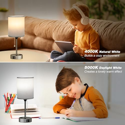 Small Bedside Table Lamp for Bedroom, Desk Lamp with USB Ports for Dorm - Image 4