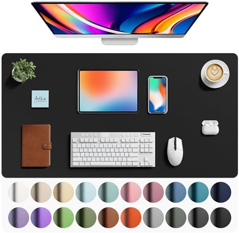 Aothia Faux Leather Desk Mat - Large Mouse Pad, Non-Slip PU Leather Blotter, Waterproof Writing Surface for Office and Home (Black, 40" x 24") by AothiaSimpleNaturalUnique