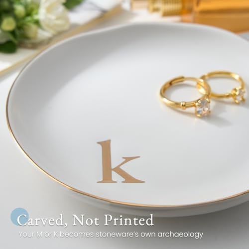Lolalet Handmade Ceramic Ring Dish Jewelry Tray Plate with Initial, Small Monogram Gift for Her Women Girls Mother, Hostess, Engagement, Bridal Shower, Maid of Honor, Bridesmaid, Birthday, Christmas - Image 2
