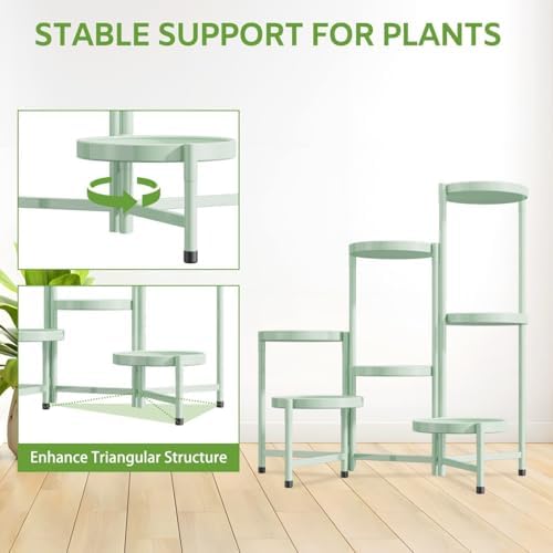iDavosic.ly 7 Tier Large Plant Stand Indoor Outdoor, 10 In Wide Tray, Green - Image 6