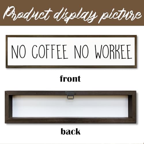 Funny Coffee Signs Decor, Funny Offices Decor, Coffees Work Humor Wood Signs, Home Kitchen Decors for Shelf, Decorative Wooden Table Sign, No Coffee No Workee Sign, 17.8x4x1.2 inches - Image 3