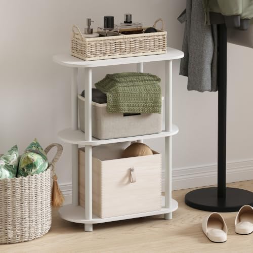 Furinno Turn-N-Tube No Tools 3-Tier Modern Oval Side Display Rack, White/Virgin White - Image 4