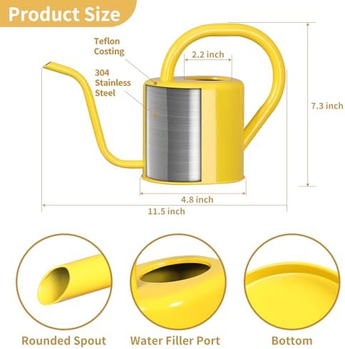 Watering Can, Stainless Steel Watering Can for Indoor & Outdoor Plants, 1L/35oz Long Spout Water Can with Handle, Rust-Proof Plant Watering Pot for House Plants, Garden Flowers - Image 3