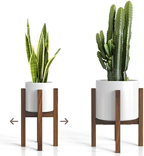 Sophia Mills Mid Century Plant Stand - Solid Wood Item Stand Handmade with Acacia - Fits Medium & Large Pots Sizes 8 to 12 inches (Not Included) (Adjustable Width: 8-12 inches, Dark Brown) by Sophia+Mills