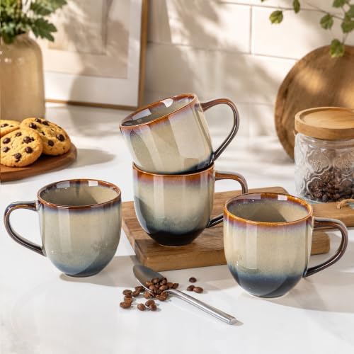 theterra Ceramic Coffee Mugs Set of 4, 12 oz Coffee Cups with Handle by TheTerra