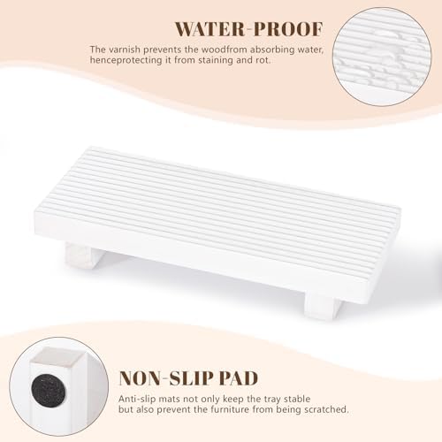 Bathroom Sink Tray Wood Riser Display Kitchen Decor Soap Holder, White - Image 5
