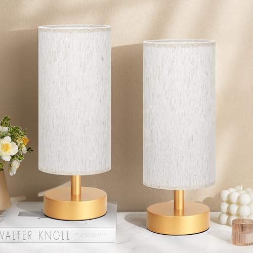 Table Lamps Set of 2 （Cream Shade- Gold Base, 11.6" Inline Control） - Image 7