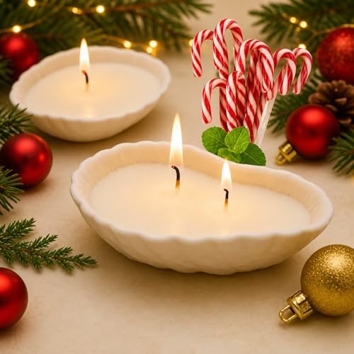 Lounsweer 2 lb Peppermint Pearled Candle Wax 70 Wicks DIY Kit Christmas by Lounsweer