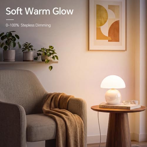 Dawnwake Mushroom Lamp Table Lamp for Bedroom-Small Desk Table Lamps,White - Image 4
