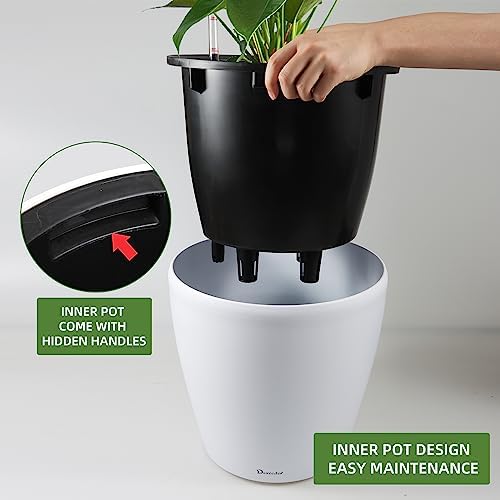 Dexceder 18x17 Self Watering Planter with Wheels (White Matte) - Image 4